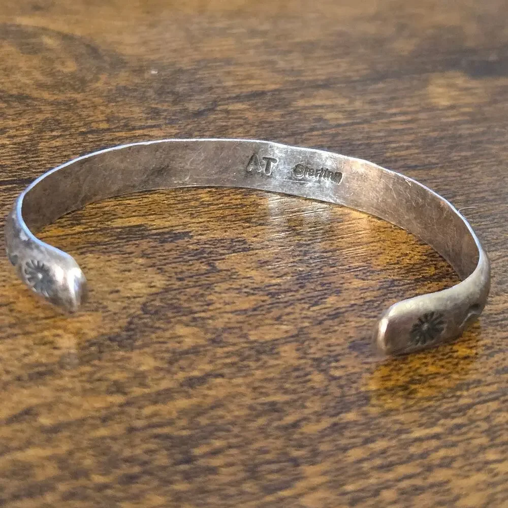 Vintage Navajo Abel Toledo AT Sterling Silver Stamped 2